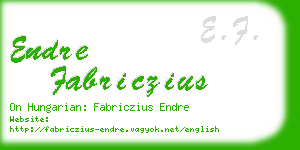endre fabriczius business card